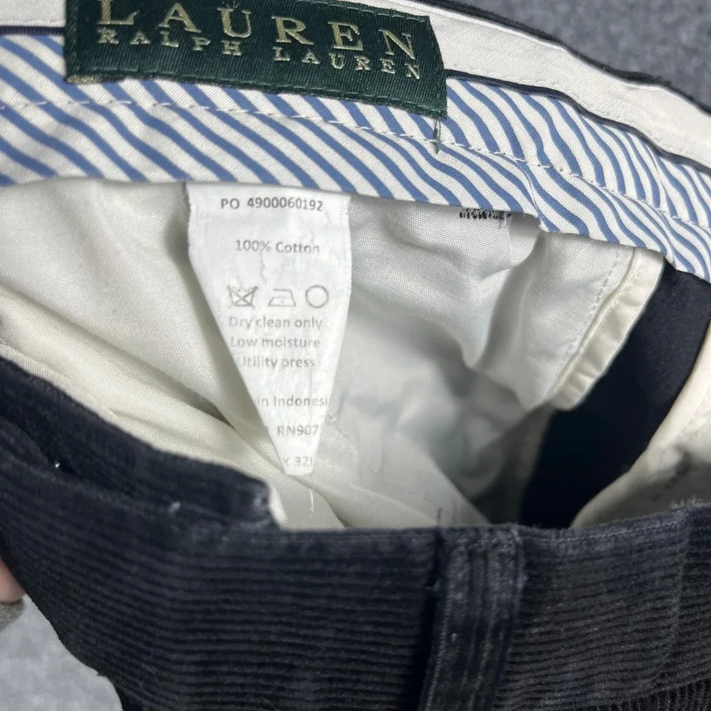 Ralph Lauren Corduroy Pants Mens 36x29 Black Straight Leg Cotton Trousers